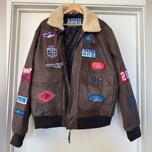 Limited Edition Delta x AmEx Leather Aviator Jacket